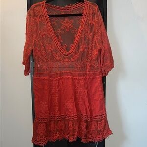 Orange Lace Boho Dress